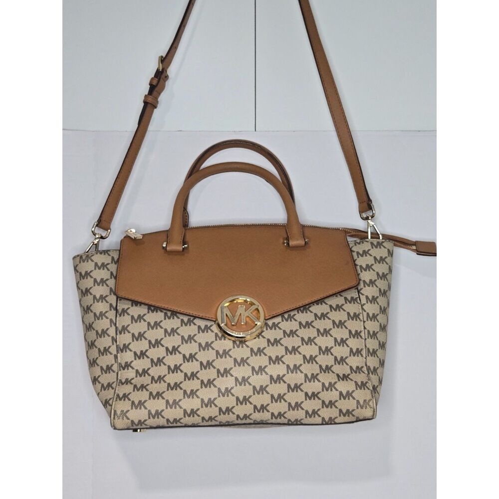 Michael Kors Hudson Large Signature Satchel | Brown Leather Crossbody Purse